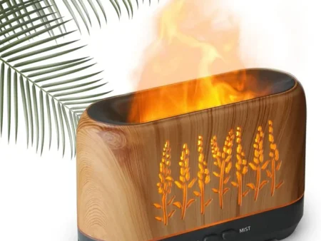 Essential Oil Diffuser with Flame Effect Night Light, Super Quiet Room Fragrance, Auto Shut-Off, Mist Mode, Timer