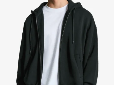 Bershka HOODIE - Zip-up sweatshirt - black