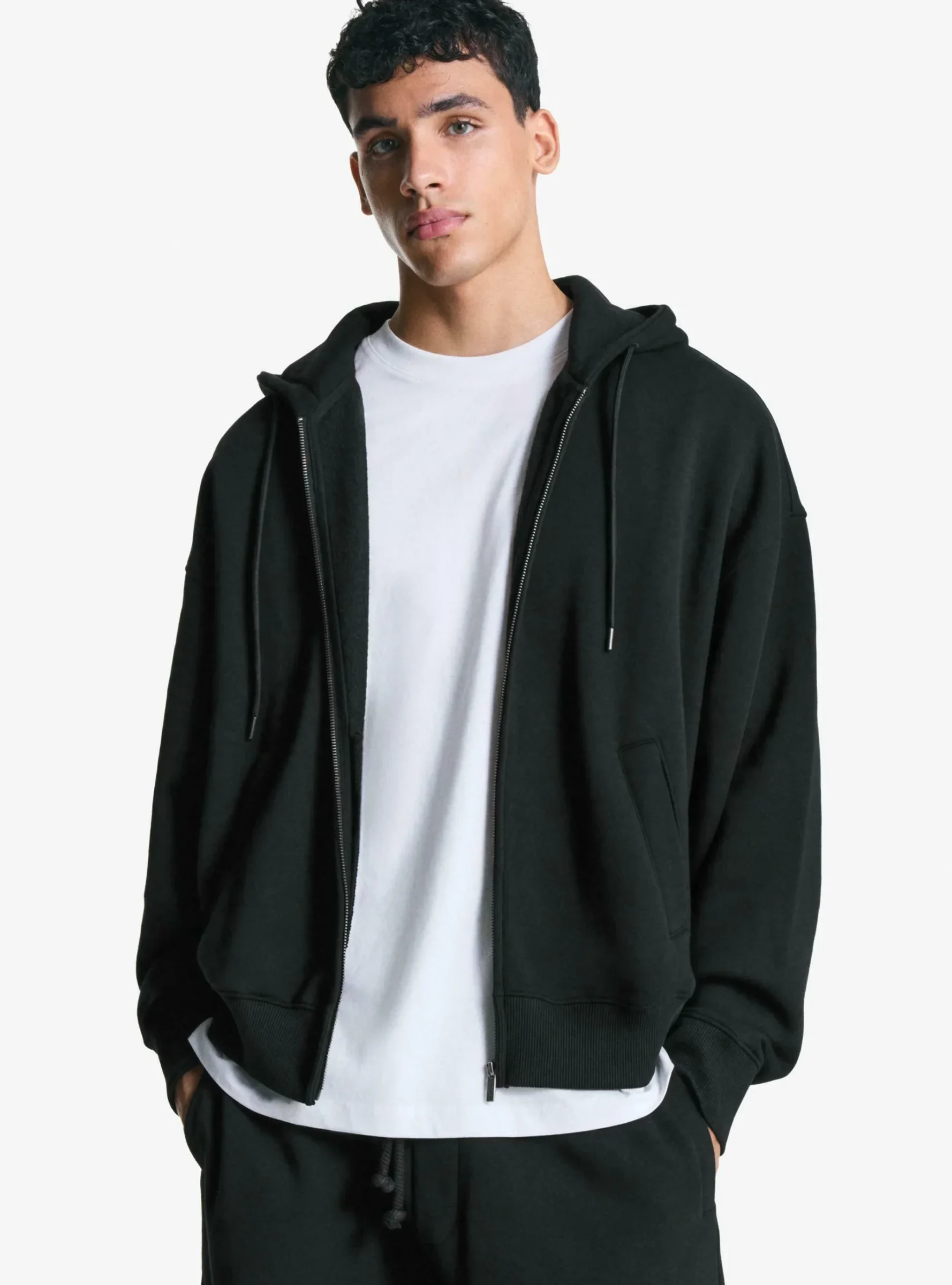 Felpa con cappuccio Bershka - Felpa con zip - nera