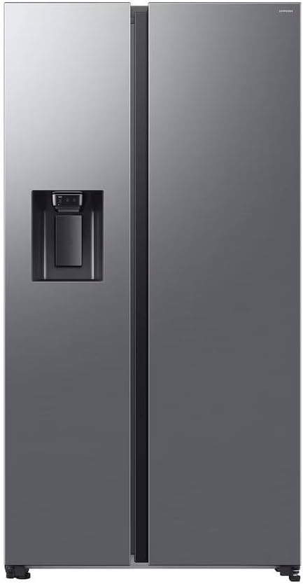 Frigorifero americano Samsung RS70F64KETEF da 640 litri, side-by-side, acciaio inox platino, con dispenser di ghiaccio, Wi-Fi e sistema di raffreddamento ventilato [Classe energetica E]
