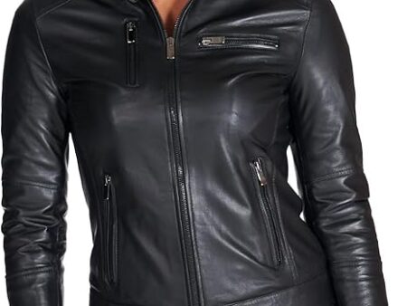 D'Arienzo Natural Leather Jacket Cloudy Brown Woman Vintage Italian Biker Genuine Leather Made in Italy Giulia