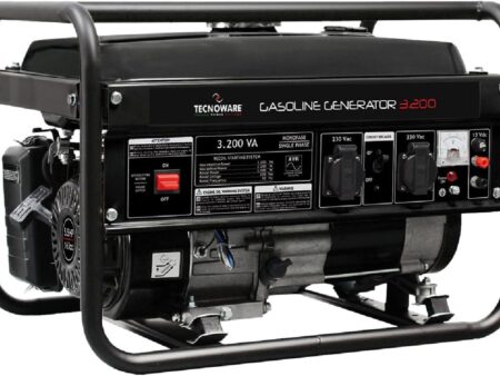 Tecnoware Portable Electric Power Generator 3200VA Single Phase Petrol Powered Electric/Manual Start 15L Tank Low Noise AVR Ideal for Gardening, DIY, Construction