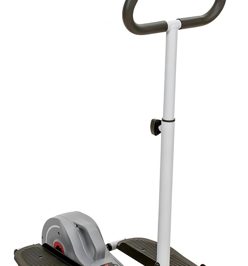 Sunny Health & Fitness Mini Compatto 2 in 1, ellittica portatile con pedali magnetici e maniglie per allenamento a casa, esercizio per le gambe a basso impatto per anziani e donne