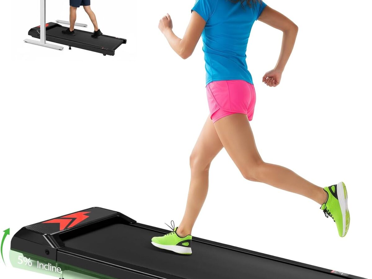 Tapis roulant Cozary, tappetino inclinabile con telecomando e app per casa e ufficio, velocità da 2 a 6 km/h, motore da 2,5 CV.