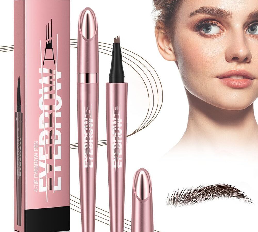 Matita per sopracciglia waterproof con 4 punte a forcella, 2025 Magic 3D Micro Eyebrow Pencil, matita per sopracciglia waterproof che crea sopracciglia dall'aspetto naturale senza sforzo (2# Marrone Scuro)
