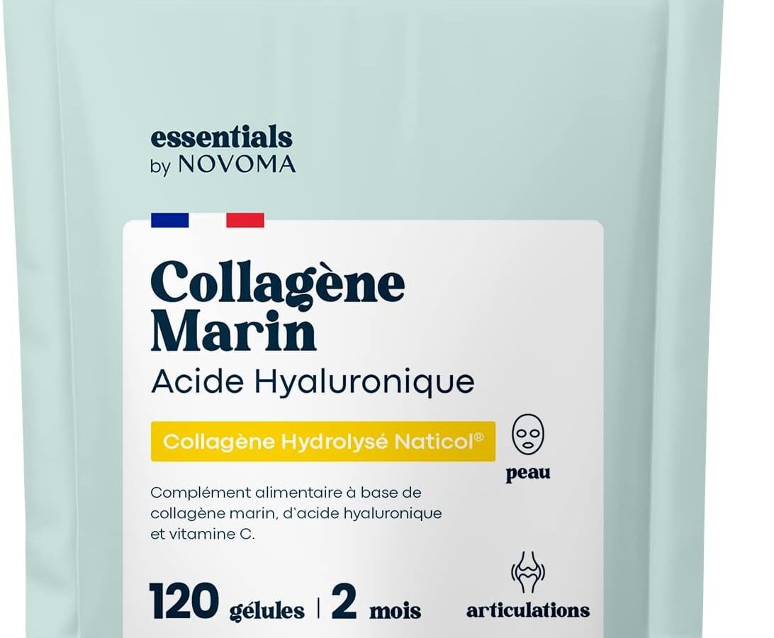 Collagene Marino + Acido Ialuronico, Pelle Idratata e Articolazioni Forti, Trattamento di 2 Mesi, 120 Capsule, Collagene Idrolizzato Tipo 1 Naticol®, Con Vitamina C, Prodotto in Francia da Novoma Visita il Negozio NOVOMA