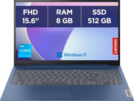 Lenovo IdeaPad Slim 3 15IAN8 – 15.6 Inch FHD Laptop (Intel Core i3-N305, 8GB RAM, 512GB SSD, Intel UHD Graphics, Windows 11 Home) French AZERTY Keyboard – Blue