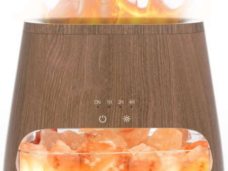 SALKING 2 in 1 Essential Oil Diffuser & Lamp, Ultrasonic Aromatherapy Diffuser with Flame Effect Light, Humidifier with 3 Brightness, 100% Pure Himalayan Salt, 150 ml