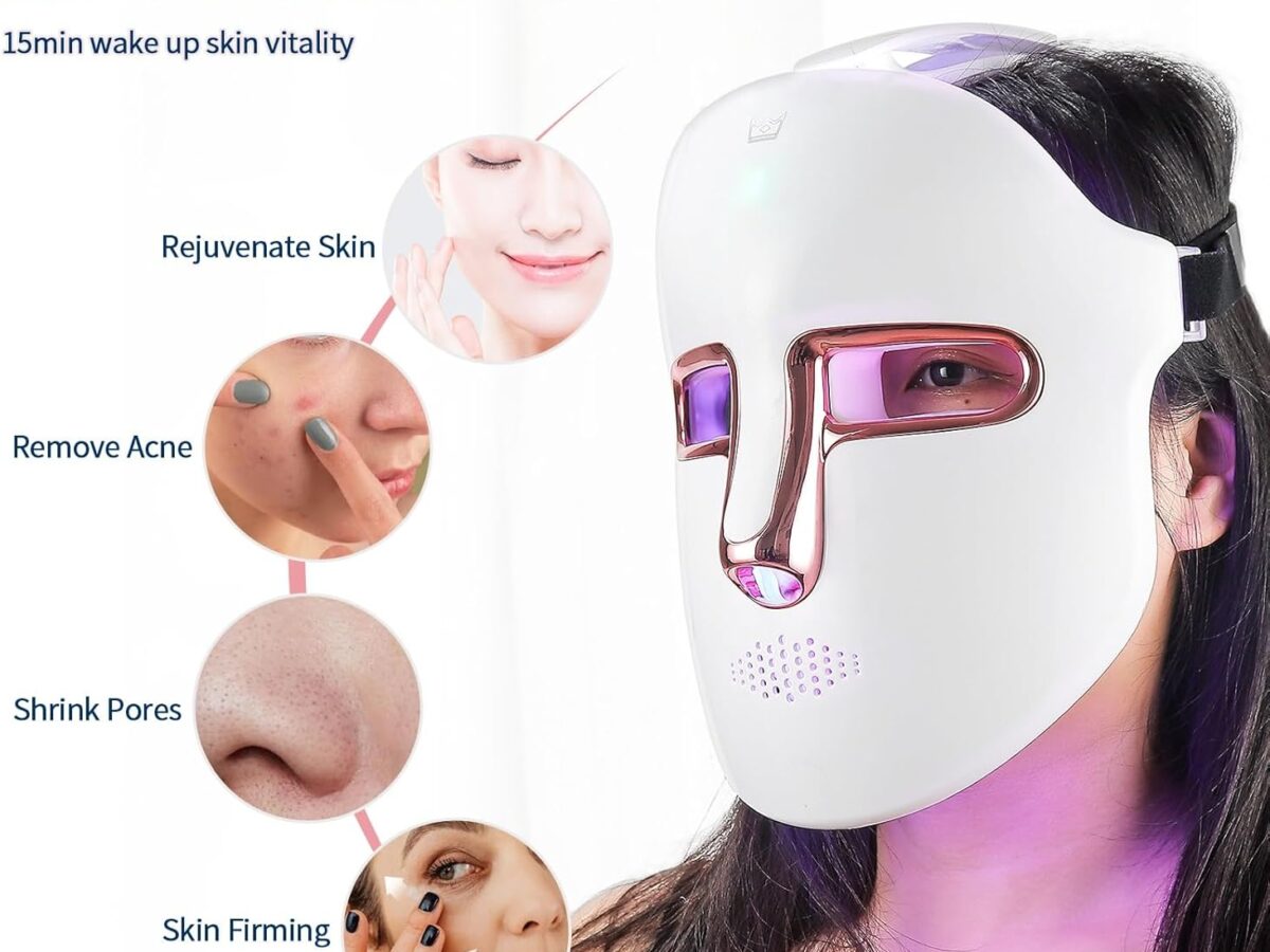 Maschera di bellezza LED wireless a 7 colori con 270 perline, ricaricabile, per bellezza del viso, anti-rughe, ringiovanimento, rassodamento e levigatura.