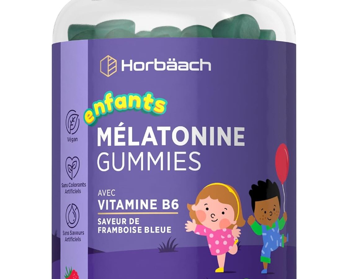 Caramelle gommose alla melatonina per bambini | con vitamina B6 | 60 caramelle (2 mesi) | Melatonina per bambini | Integratore alimentare ad alto dosaggio | di Horbaach
