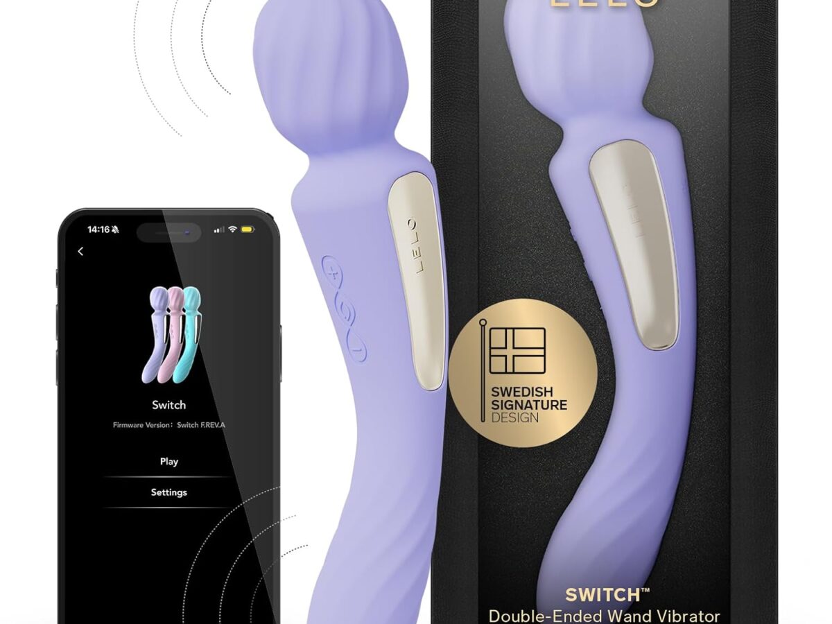 LELO SWITCH Massaggiatore a bacchetta a doppia estremità per donne con app Bluetooth e 12 modalità di divertimento, vibratore femminile, massaggiatore a bacchetta, vibratore femminile, lilla