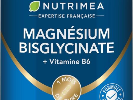 Magnesium Bisglycinate + Vitamin B6 - Sleep, Stress, Fatigue - Maximum Absorption & Easy Assimilation - 90 Vegan Capsules - Nutrimea - Made in France
