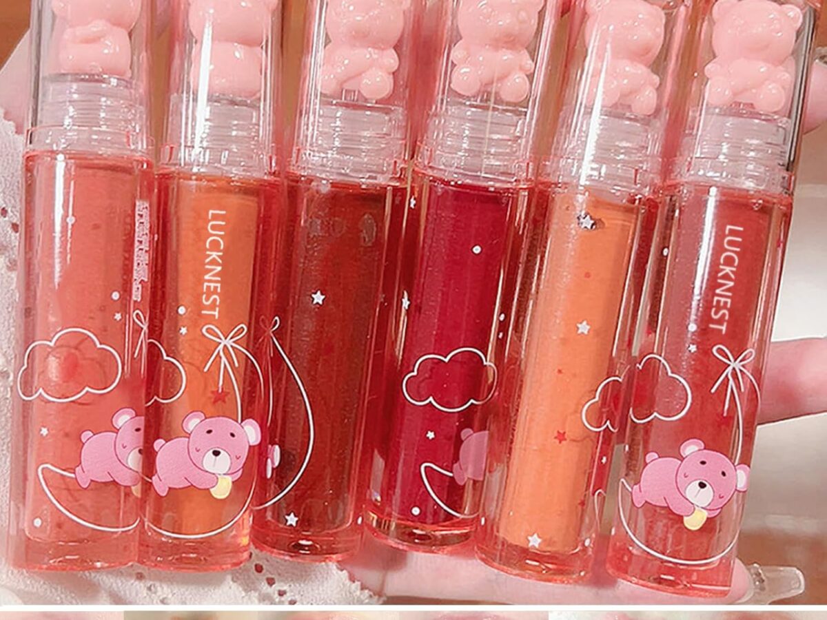Lucidalabbra Bear, confezione da 6 pezzi, impermeabile, idratante, rossetto liquido a lunga durata