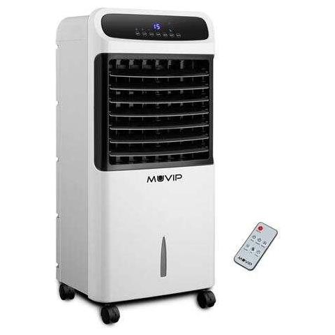 Condizionatore d'aria Muvip con capacità di 12 litri, flusso d'aria di 600 m³/h, 3 velocità, potenza di 80 W, colore bianco.