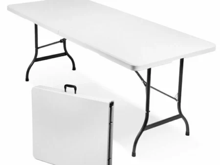 Folding Garden Table, 180cm in Hard Resin and Steel in a Suitcase, in HDPE, Picnic Table, Beach, Festival, Camping